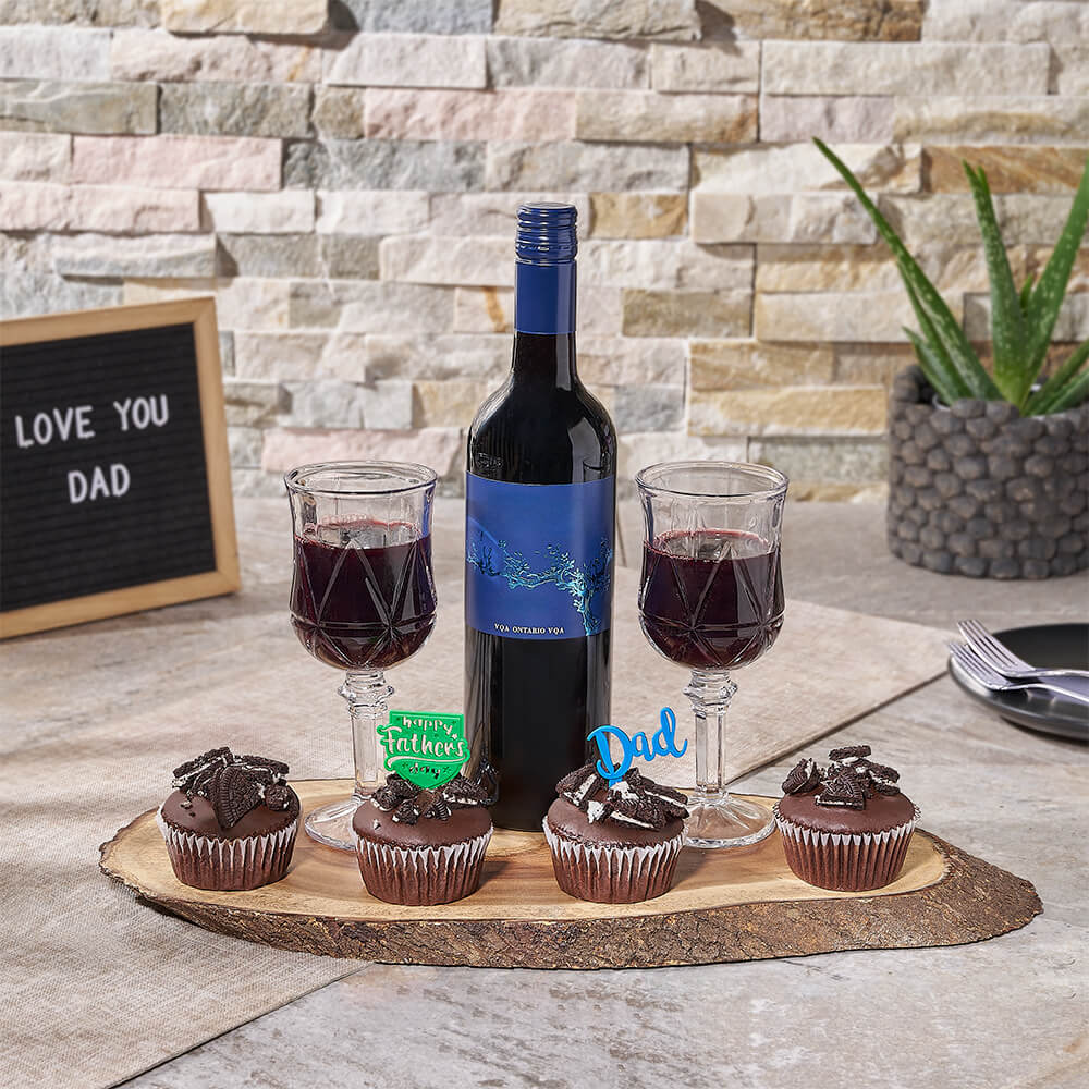 Father's Day Dine with Cake &amp; Wine Gift Set, Chocolate and wine Father's Day themed gift set, Same day Canada delivery
