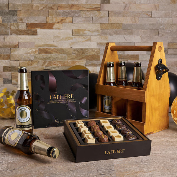 Graduation Six Pack & Truffle Gift, gourmet gift, gourmet, graduation gift, graduation, beer gift, beer, congratulations gift, congratulations