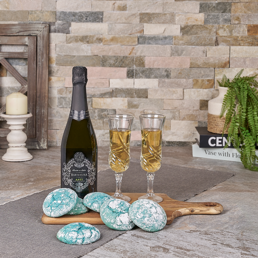Hanukkah Cookies &amp; Champagne Basket, hanukkah gift, hanukkah, kosher gift, kosher, champagne gift, champagne, Canada delivery