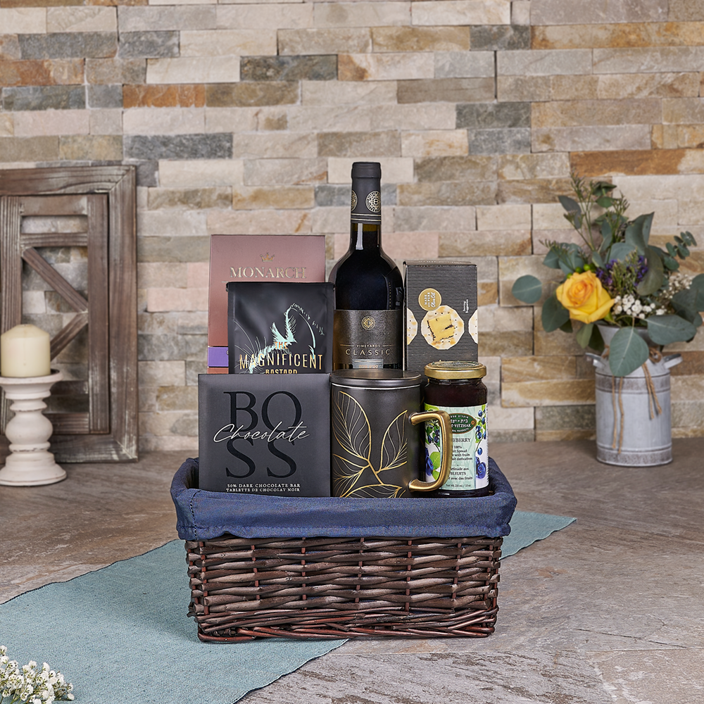 Happy Hanukkah Wine &amp; Treats Gift Set, hanukkah gift, hanukkah, kosher gift, kosher, wine gift, wine, Canada delivery