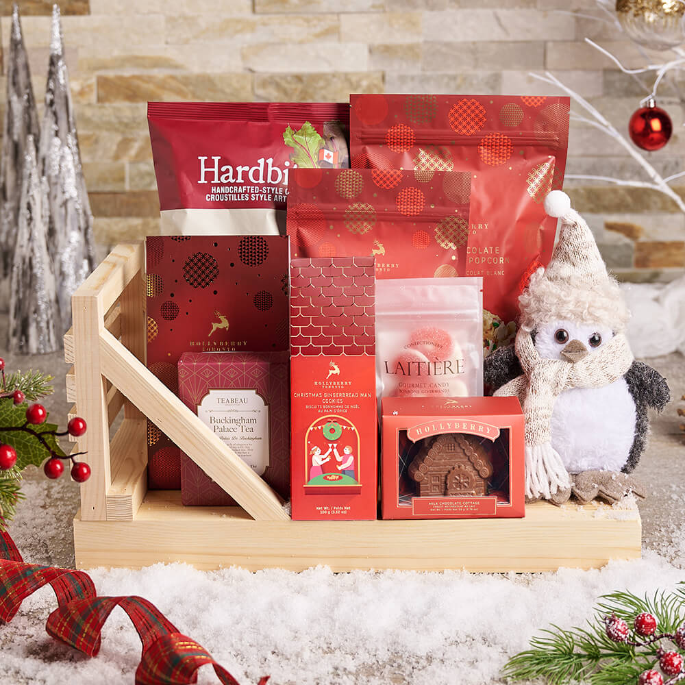 The Festive Sleigh of Cheerful Delights Gift, christmas gift, christmas, gourmet gift, gourmet, holiday gift, holiday, chocolate gift, chocolate, tea gift, tea