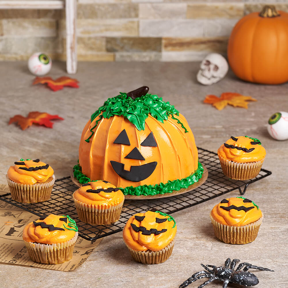 Jack-O-Lantern Cake Party Gift Set, cake gift, cake, gourmet gift, gourmet, halloween gift, halloween