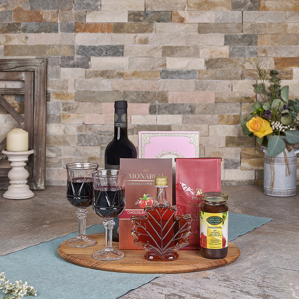 Kosher Wine &amp; Sweets Basket, wine gift, wine, kosher gift, kosher, chocolate gift, chocolate, Canada delivery