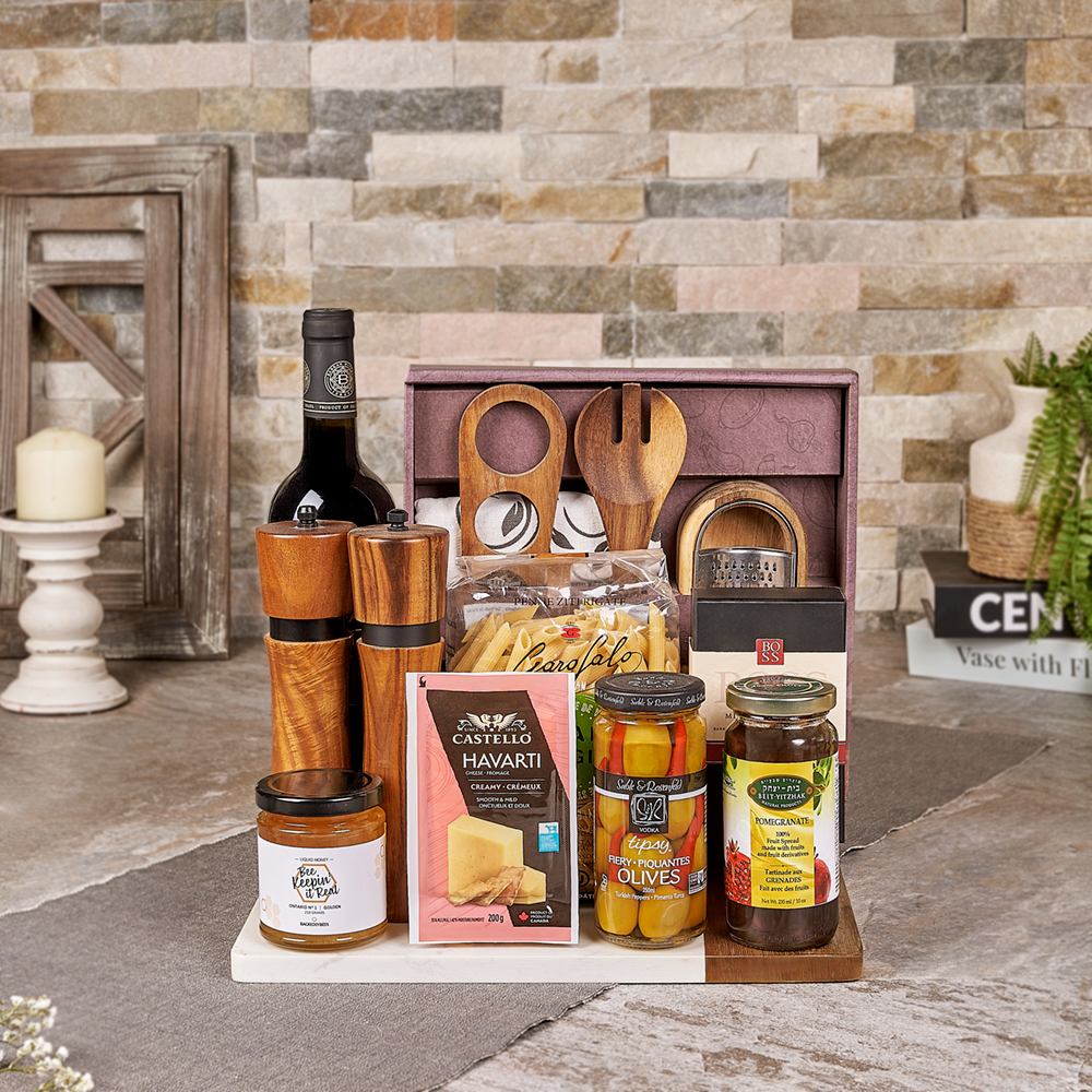 Kosher Wine &amp; Pasta Board, wine gift, wine, kosher gift, kosher, pasta gift, pasta, Canada delivery, Set 28491-2024