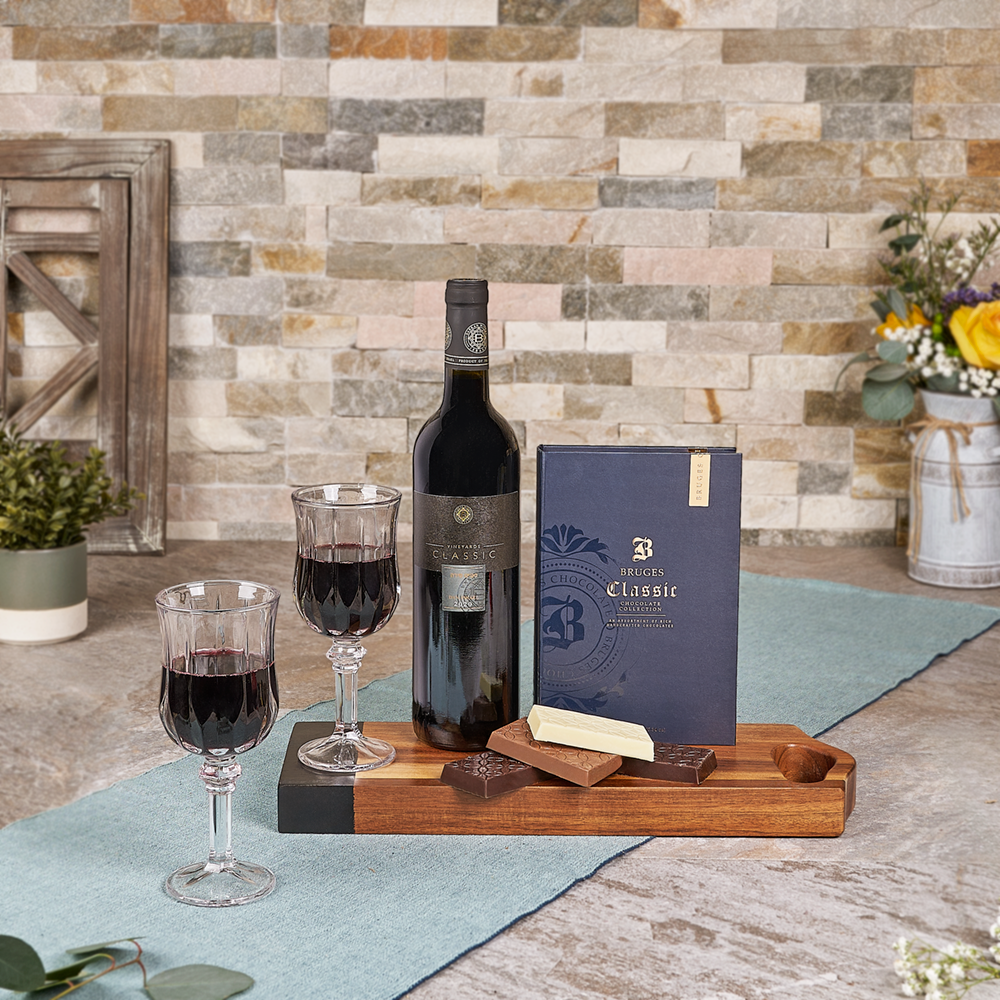 Kosher Wine and Chocolate Mitzvah Gift Set, wine gift, wine, chocolate gift, chocolate, kosher gift, kosher, Canada delivery, Set 28488-2024