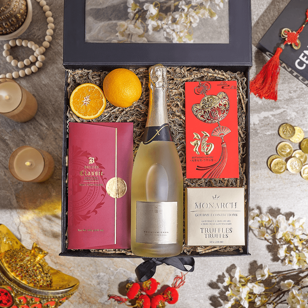 Lucky Champagne & Chocolate Gift Box, champagne gift, champange, chinese new year gift, chinese new year, lunar new year gift, lunar new year, Canada delivery