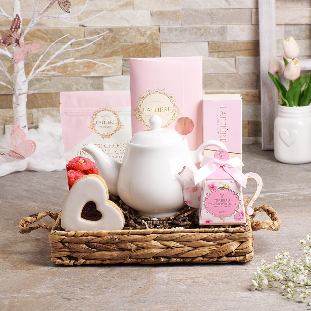 Mother’s Day Tea & Treat Gift Tray, tea gift, tea, mothers day gift, mothers day, gourmet gift, gourmet, cookie gift, cookie