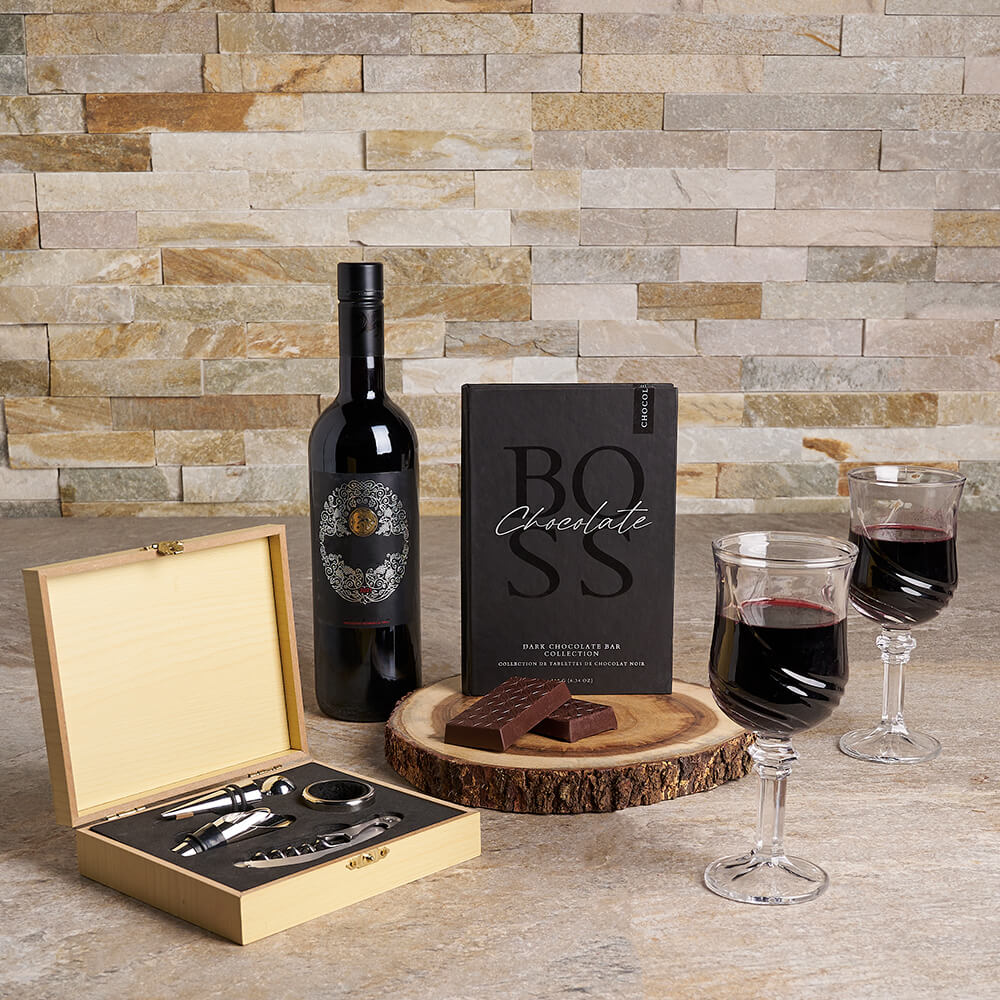Sophisticate’s Wine &amp; Treat Gift Set, wine gift, wine, gourmet gift, gourmet, chocolate gift, chocolate