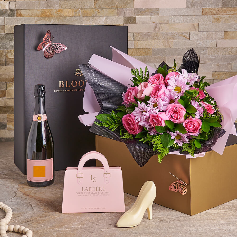 The Champagne Atelier Bloom Gift Set , champagne gift, champagne, sparkling wine gift, sparkling wine, gourmet gift, gourmet, flower gift, flowers, mothers day gifts, mothers day