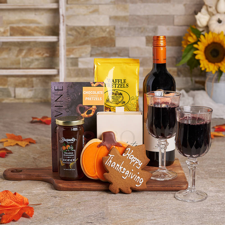 Thanksgiving Wine & Appetizer Gift Board, wine gift, wine, gourmet gift, gourmet, thanksgiving gift, thanksgiving, fall gift, fall