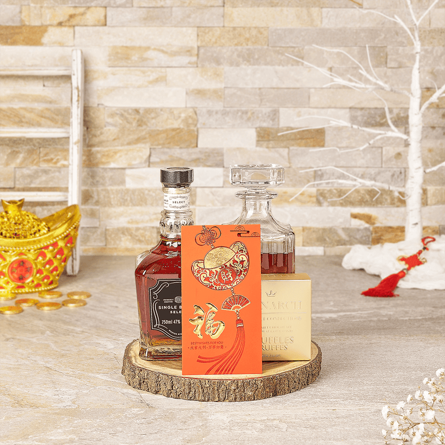 The Taste Of Elegance Gift Basket, liquor gift, liquor, spirits gift, spirits, chocolate gift, chocolate, chinese new year gift, chinese new year, lunar new year gift, lunar new year, Canada delivery
