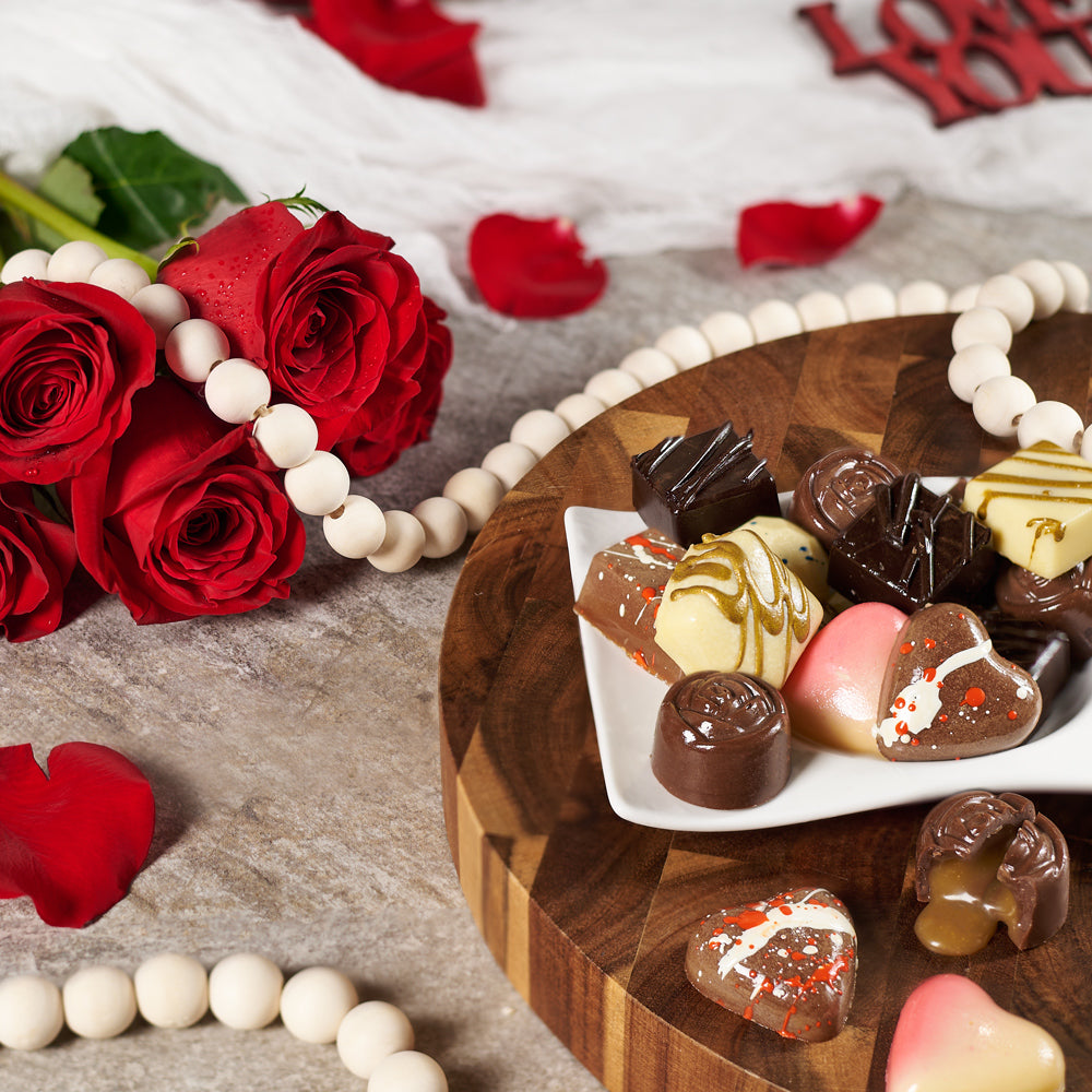 Long stem rose bouquet and plant gift arrangement