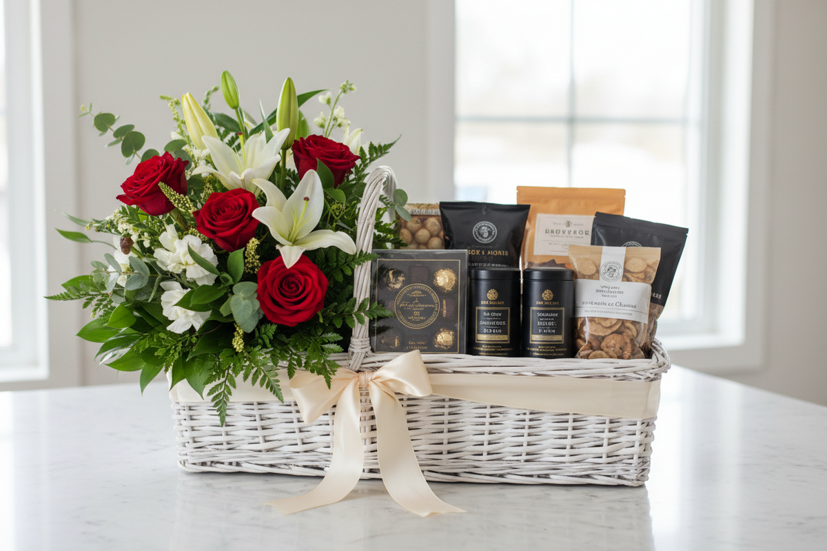 Luxury gift basket prepared for nationwide delivery