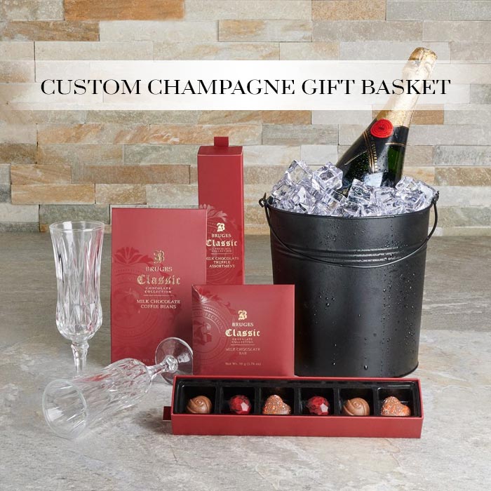 Charming Chocolate & Bear Gift Set With Champagne – Champagne gift baskets  – Canada delivery – US delivery