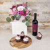 A Simple Mother’s Day Treat - Wine, Cupcake, Flower Box Gift Set - Canada Delivery