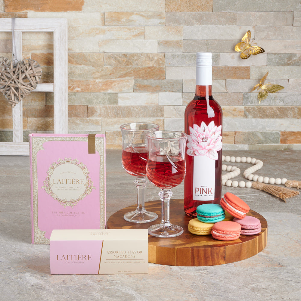 Fantastic Mother’s Day Macaron & Wine Gift Set, wine gift baskets, gourmet gifts, gifts