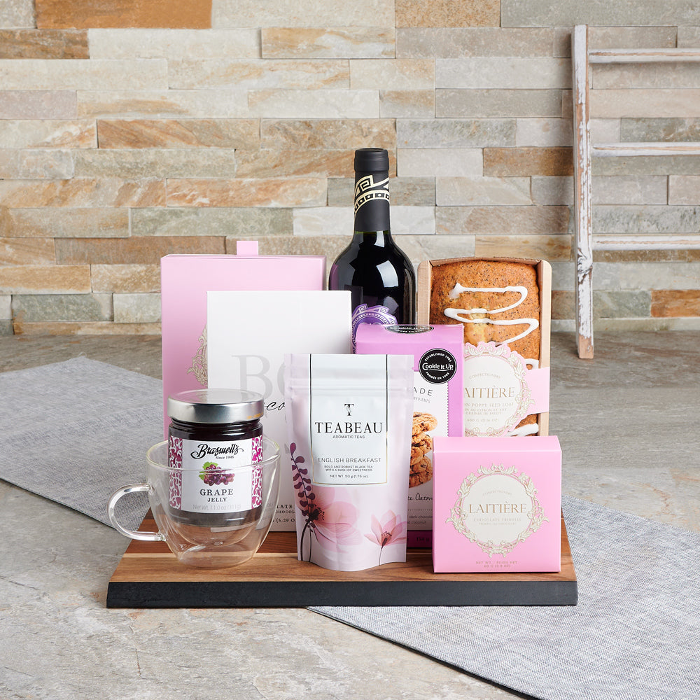The Sweet Grace Wine &amp; Tea Collection, wine gift, wine, tea gift, tea, chocolate gift, mother's day, mother's day gift