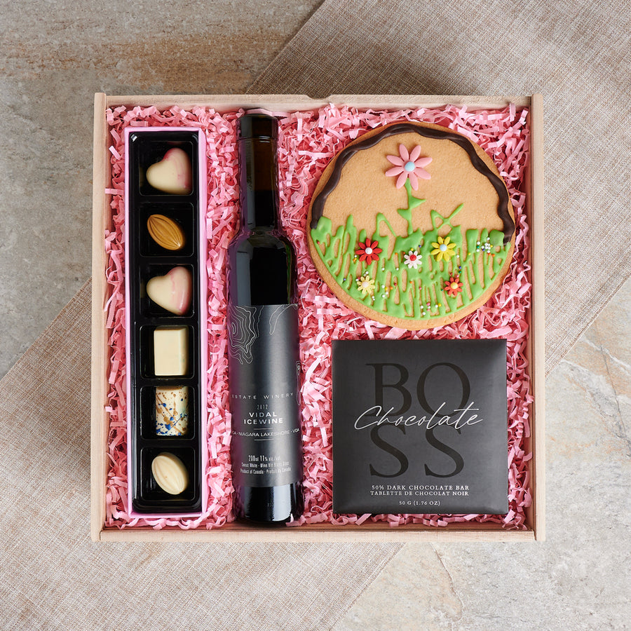 Sweet Love and Wine Gift Basket, gourmet gift, icewine gift, wine gift, mother's day, mother's day gift