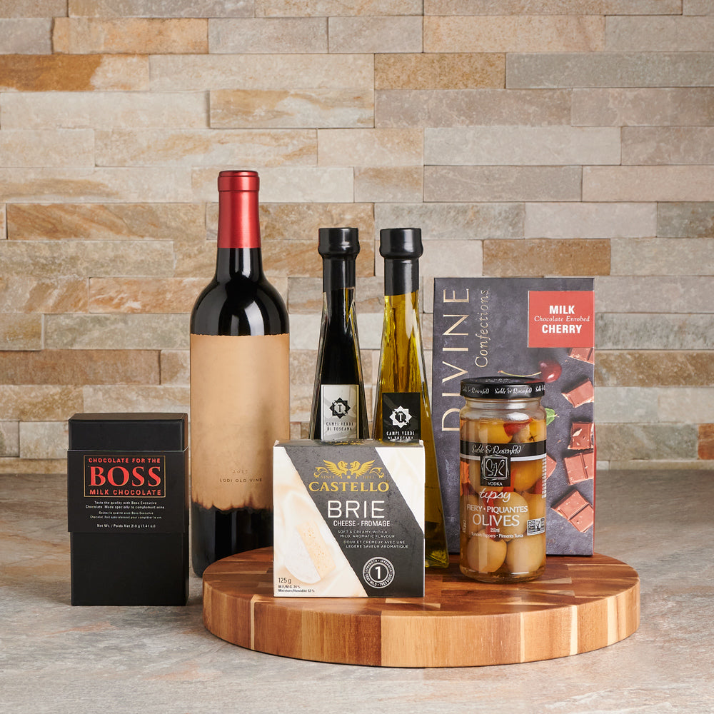 Relax &amp; Snack Wine Gift Basket, Wine Gift Baskets, Gourmet Gift Baskets, Canada Delivery