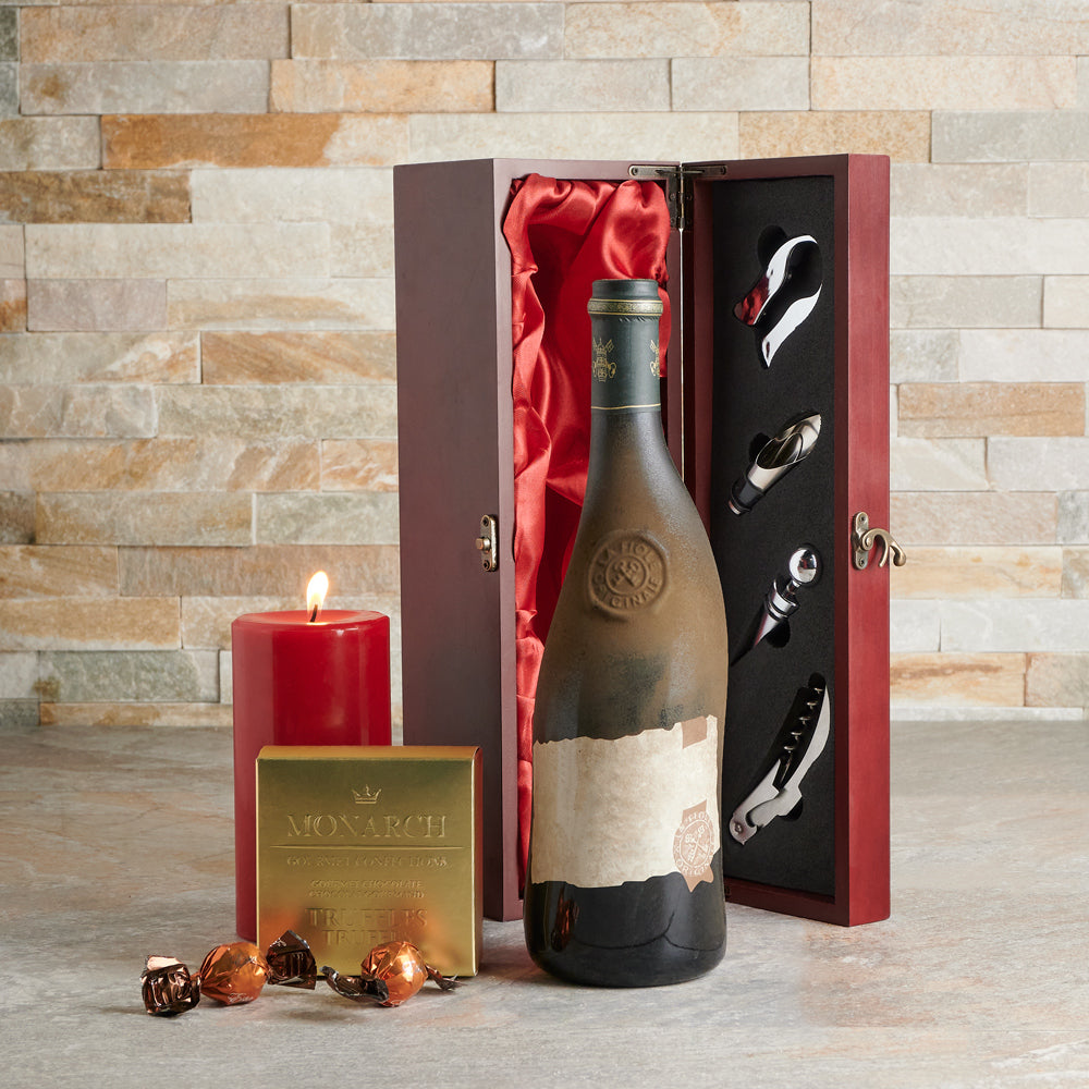 Candlelight Wine & Truffles Gift Basket
