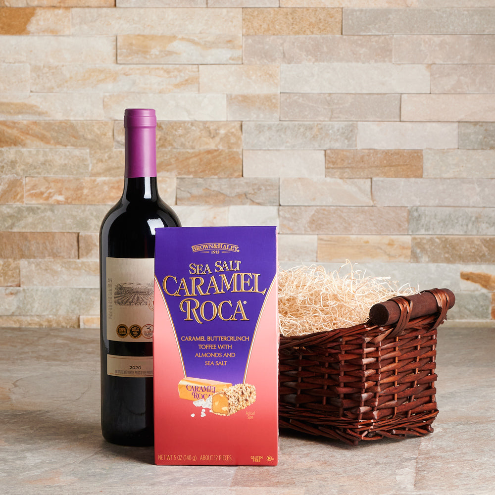 The Sweet Kosher Wine Experience Gift Basket, wine, basket, caramel roca, wine gift basket, kosher gift basket, wine gift basket delivery canada, toronto