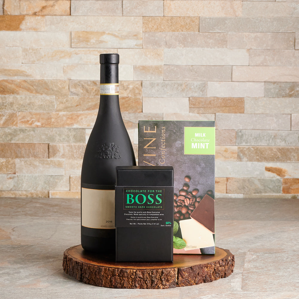 Trinity Wine &amp; Chocolate Gift Set, Wine Gift Baskets, Chocolate Gift Baskets, Gourmet Gift Baskets, Canada Delivery
