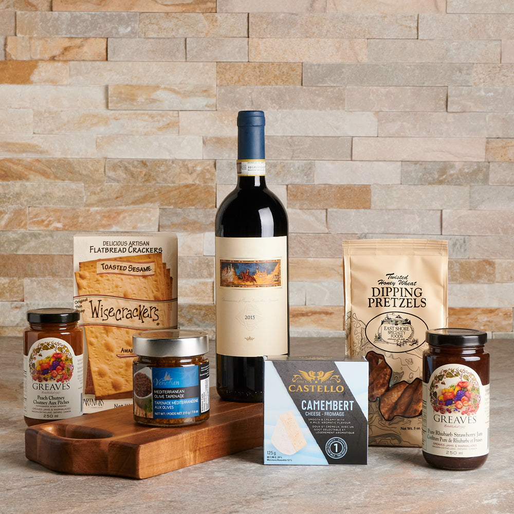 Savoury Spread Wine Gift Set, Wine Gift Baskets, Gourmet Gift Baskets, Canada Delivery