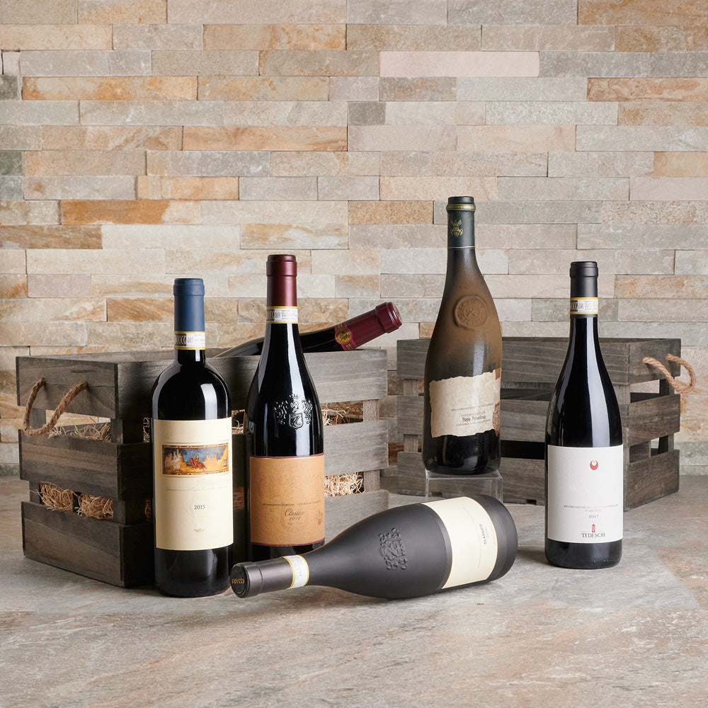 The Brindisi Six Wine Basket - With Premium Vintage Wines – Wine gift baskets – Canada delivery, wine, wines, vintage wines, vintage, vintages, wine gift baskets, vintage wine gift baskets, gift baskets, baskets, wines, vintage wine 