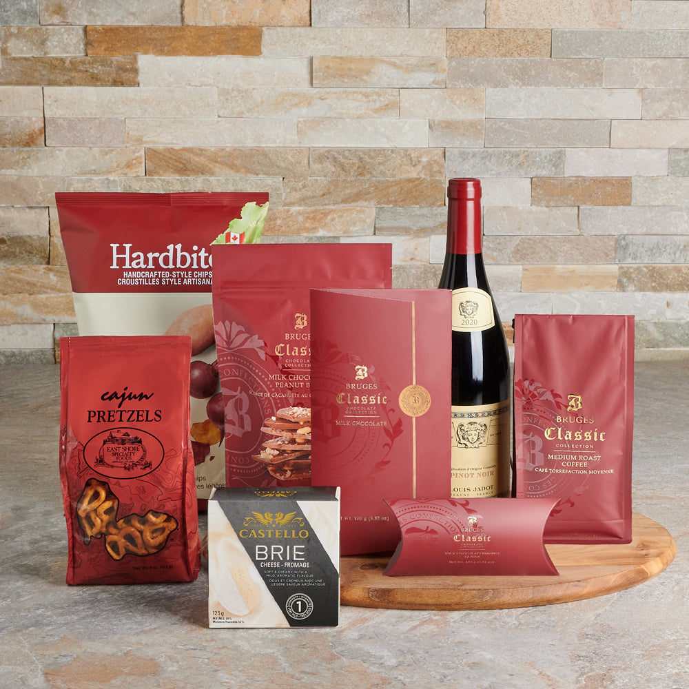 Corporate gift baskets staged for coordinated delivery