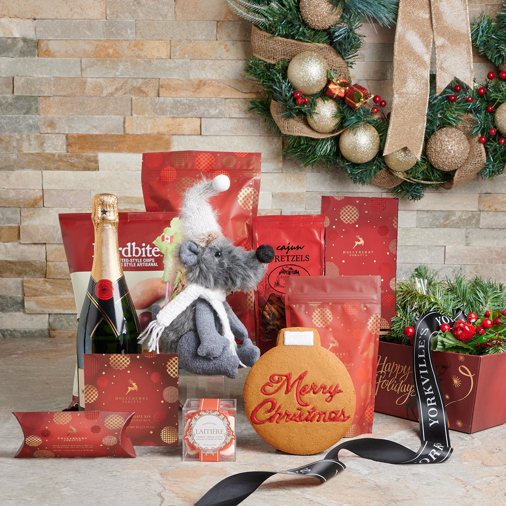 The Joyful Holiday Champagne Gift Set, cookies,  Chocolate,  gourmet gifts,  gourmet,  Champagne,  Champagne Gift Basket,  holiday,  Christmas Gift Baskets,  christmas tray,  christmas,  champagne gift basket delivery ,delivery champagne gift basket, christmas tray canada, canada christmas tray, toronto