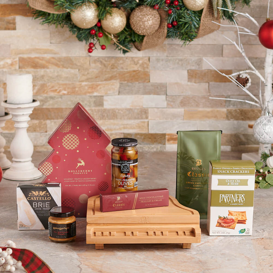 Coffee & Snacks Christmas Gift Set, christmas gift, christmas, holiday gift, holiday, coffee gift, coffee, gourmet gift, gourmet, cheeseboard gift, cheeseboard