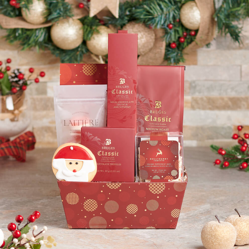 Coffee &amp; Treats Christmas Gift Basket, holiday gift, holiday, gourmet gift, gourmet, christmas gift, christmas, coffee gift, coffee