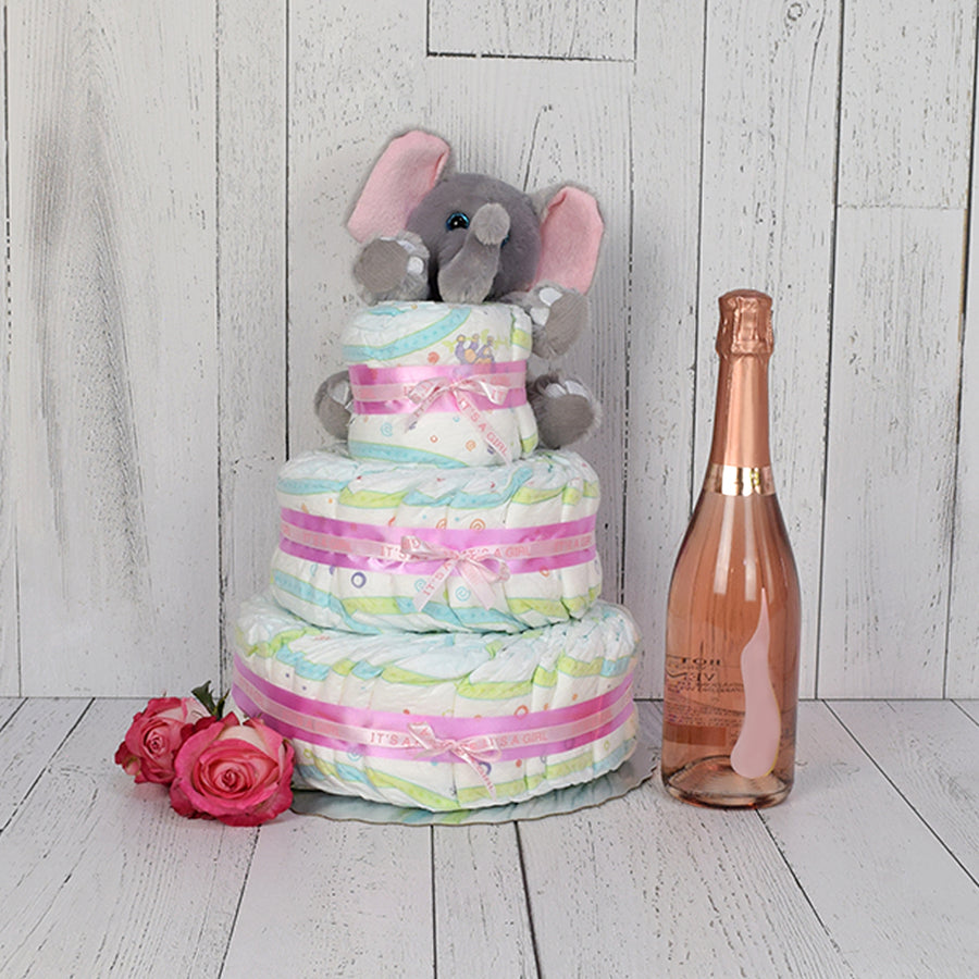 Diaper Cake Gift Set with Champagne