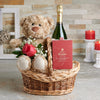 Bear & Bubbly Valentine’s Gift Set , Valentine's Day gifts, sparkling wine gifts, plush gifts, chocolate gifts, rose gifts