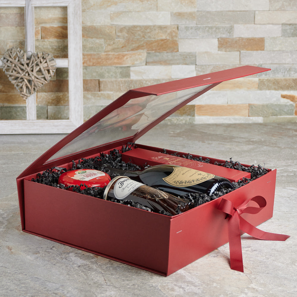 Valentine’s Day Celebration Gift Basket, Valentine's Day gifts, sparkling wine gifts
