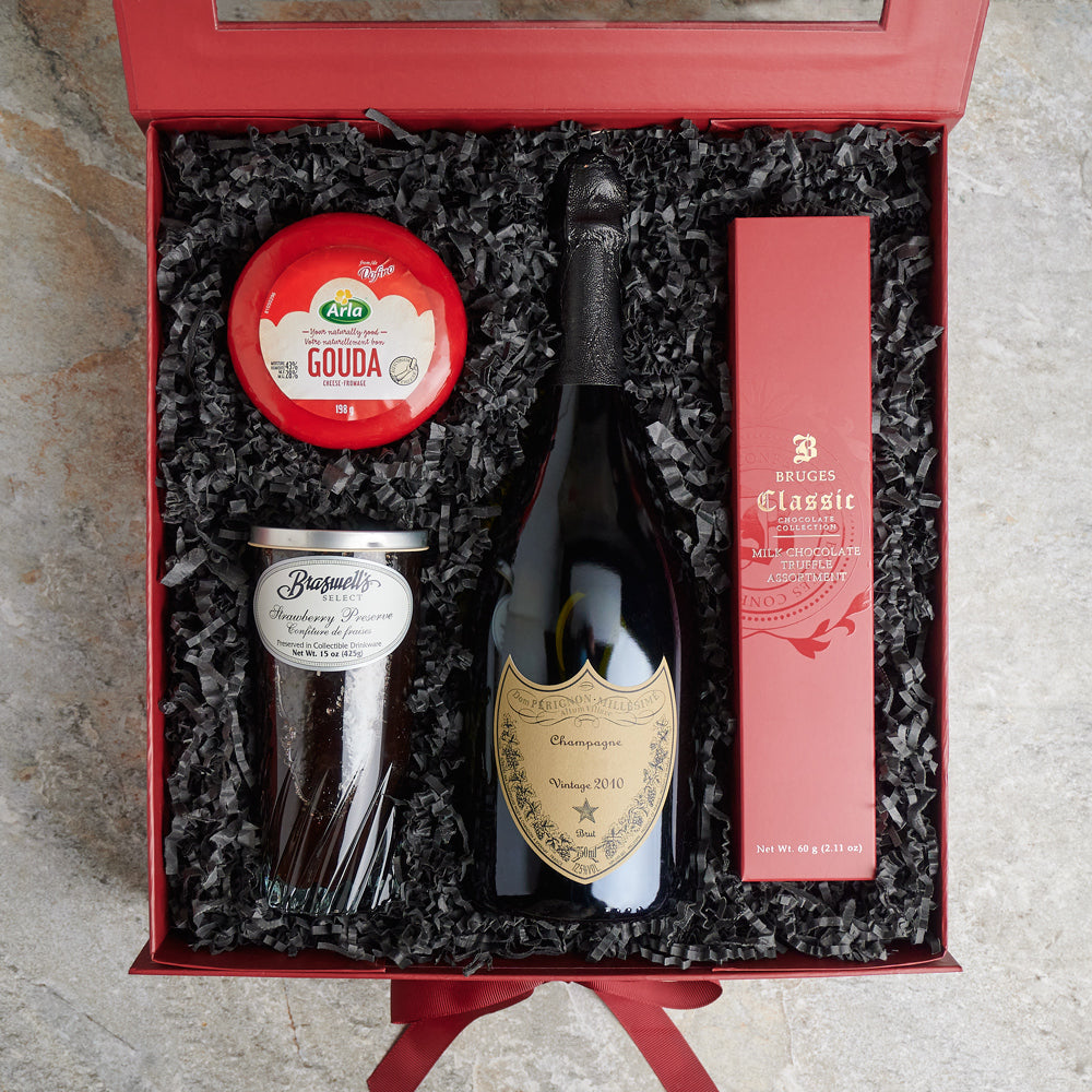 Valentine’s Day Celebration Gift Basket, Valentine's Day gifts, sparkling wine gifts