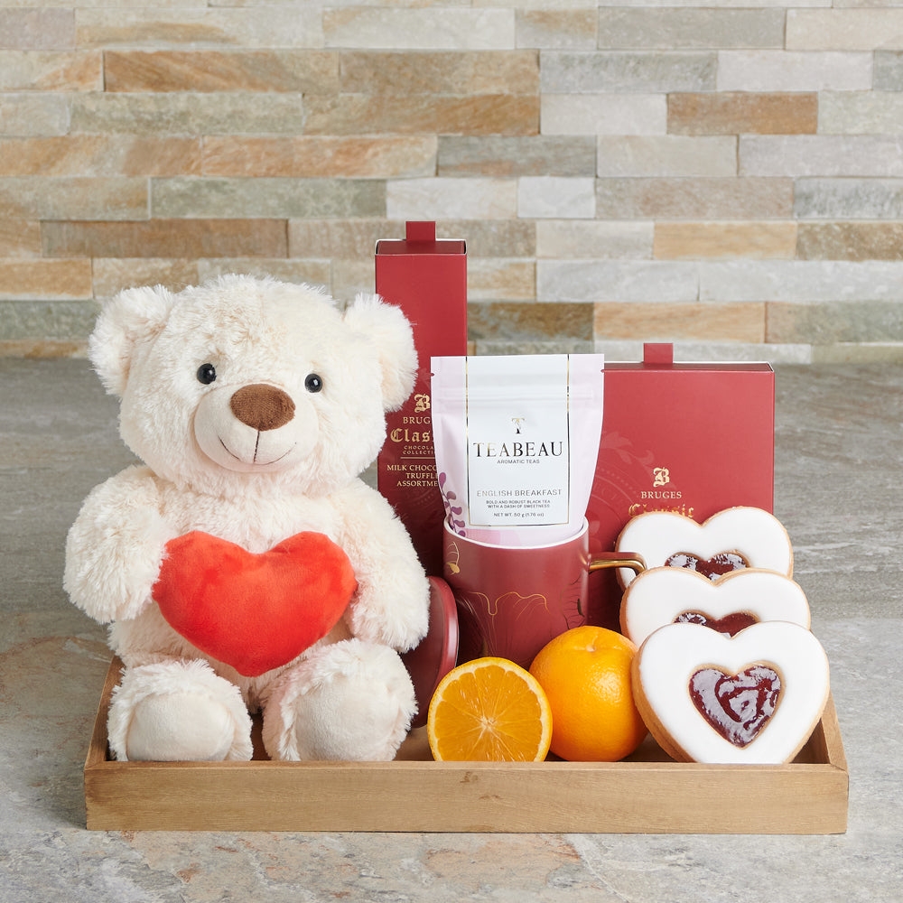Tender Heart Tea Tray, Valentine's Day gifts, plush gifts, tea gifts