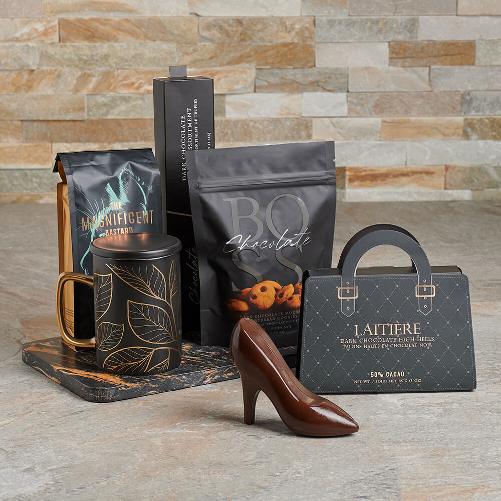 Fabulous Chocolate Heel & Coffee Set, coffee gift, coffee, chocolate gift, chocolate, gourmet gift, gourmet, cookie gift, cookie