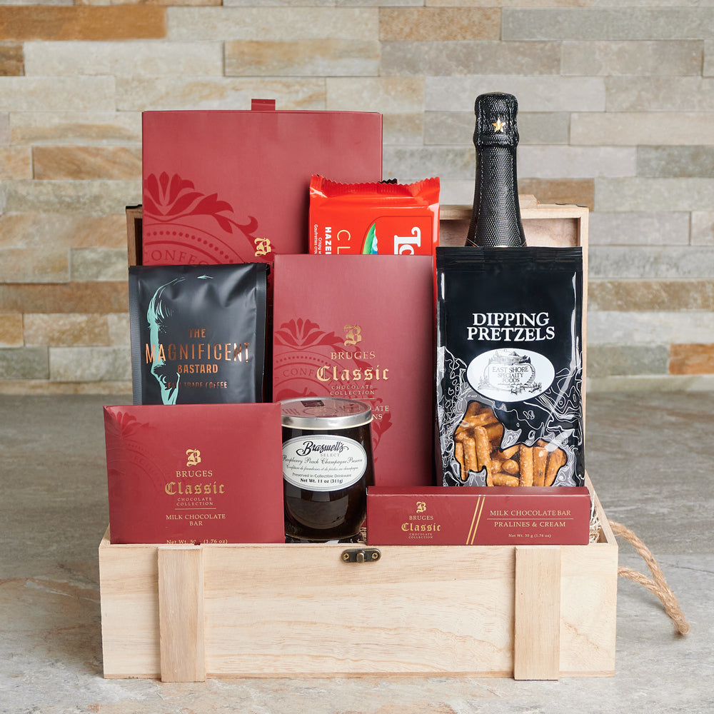 Classic Valentine’s Day Gift Set, Valentine's Day gifts, sparkling wine gifts