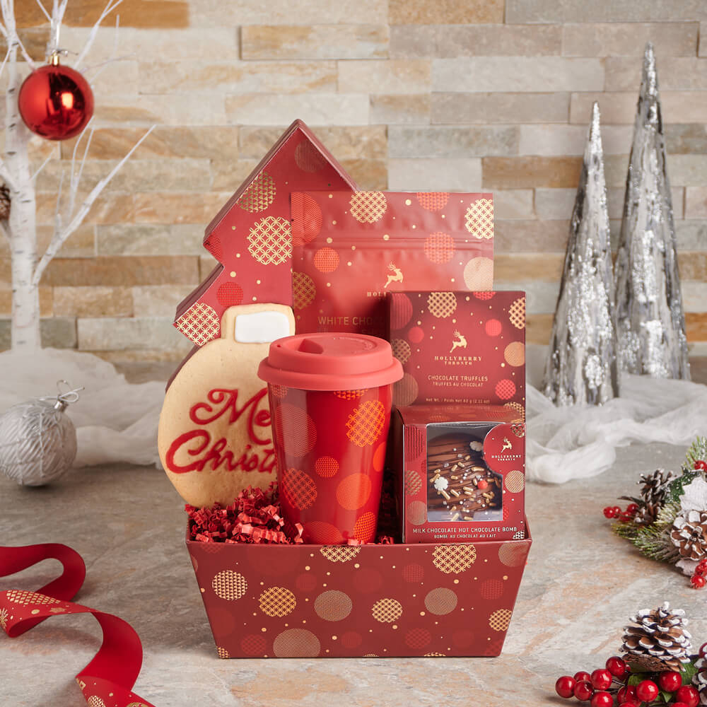 Gourmet Hot Cocoa Gift Basket, gourmet,  Christmas Gift Baskets,  cutting board,  cookies,  Chocolate,  christmas gift basket delivery, delivery christmas gift basket, christmas canada, toronto
