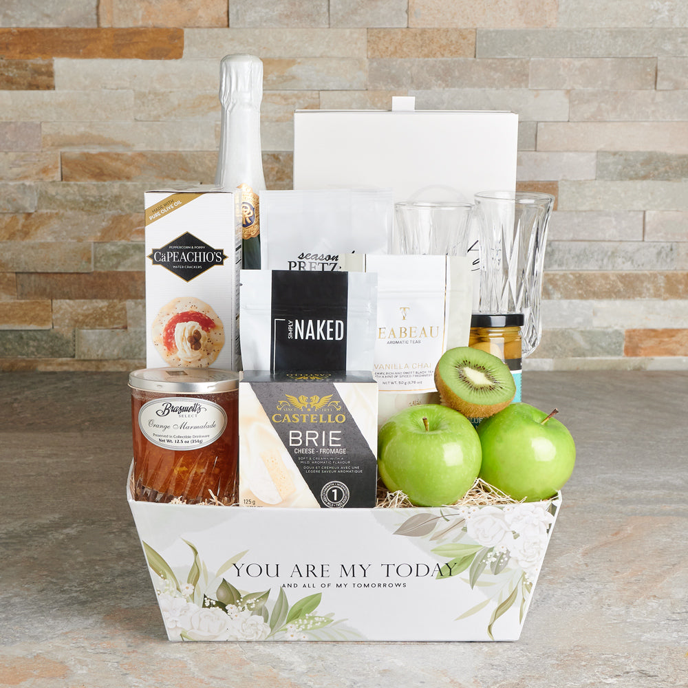 Light & Lively Treats Champagne Gift Set, champagne gift, champagne, gourmet gift, gourmet, tea gift, tea, sparkling wine gift, sparkling wine