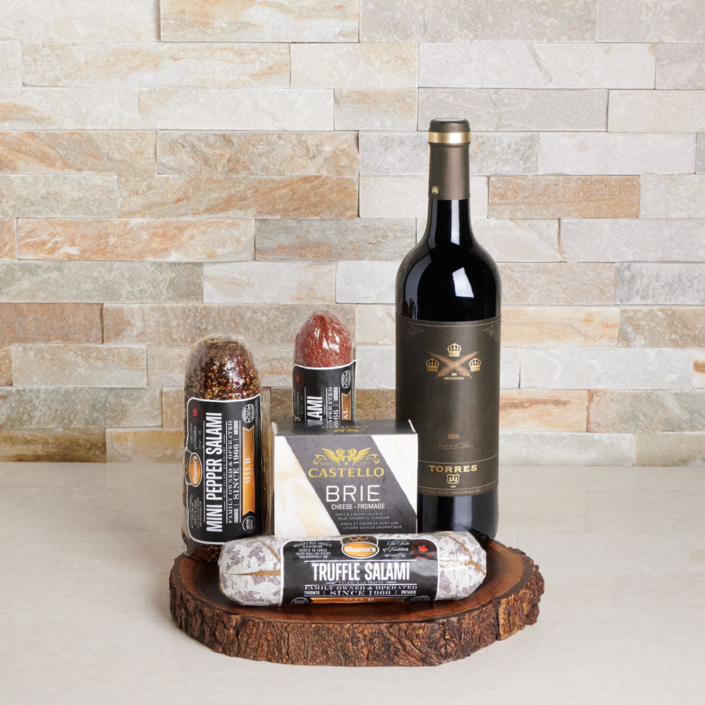 Simple Charcuterie with Wine Gift Set, wine gift baskets, gourmet gifts, gifts, wine, Canada Delivery