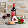 Romantic Red Wine, Roses & Cookies, Valentine's Day gifts, cookie gifts, wine gifts, rose gifts