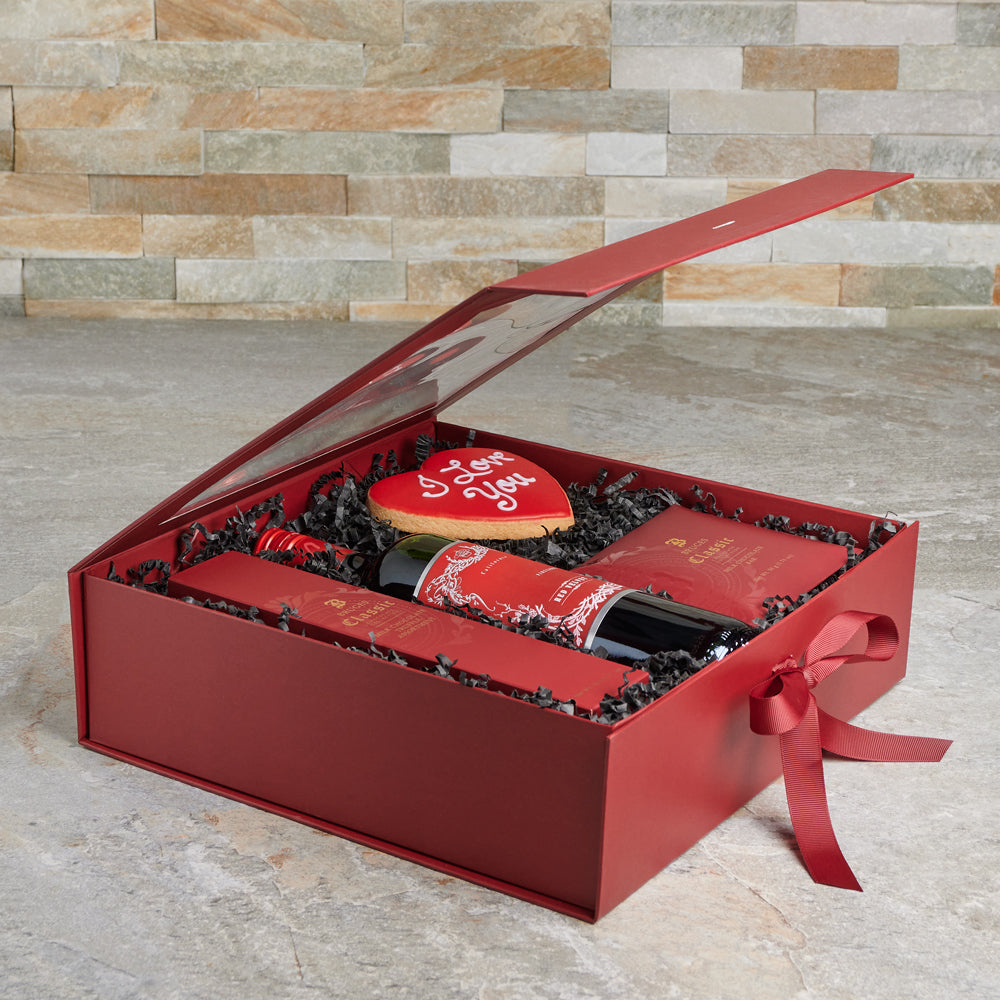 “Happy Valentine’s Day” Gift Basket, Valentine's Day gifts, wine gifts, chocolate gifts