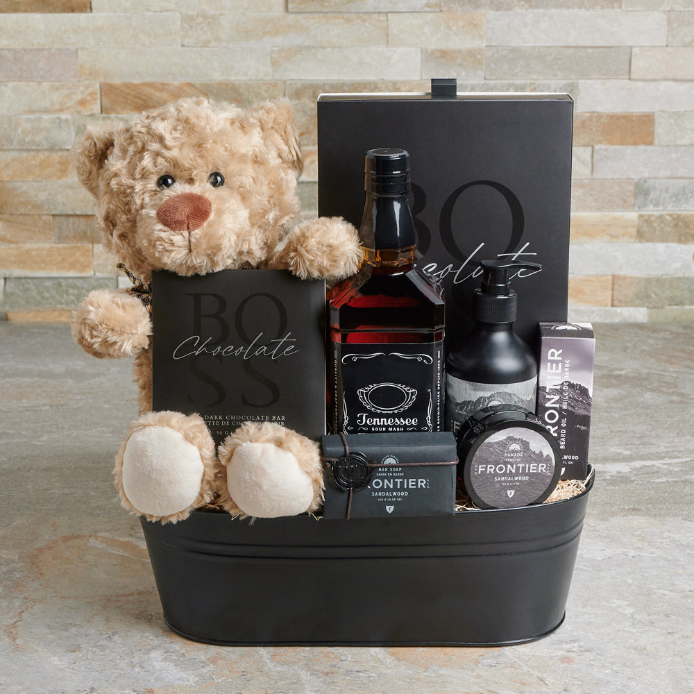 Romantic Night with Him Gift Basket, Valentine's Day gifts, liquor gifts, spa gifts