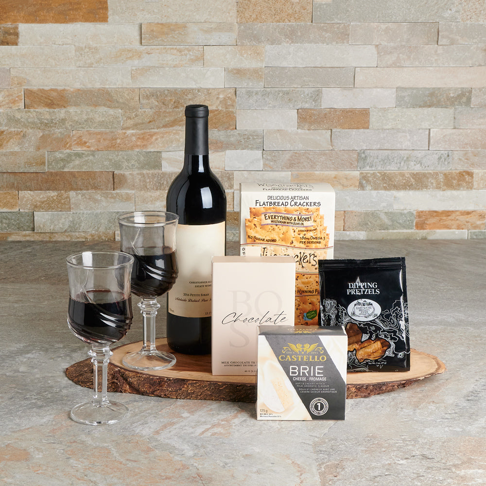 Scrumptious Wine &amp; Appetizer Board, wine gift, wine, gourmet gift, gourmet