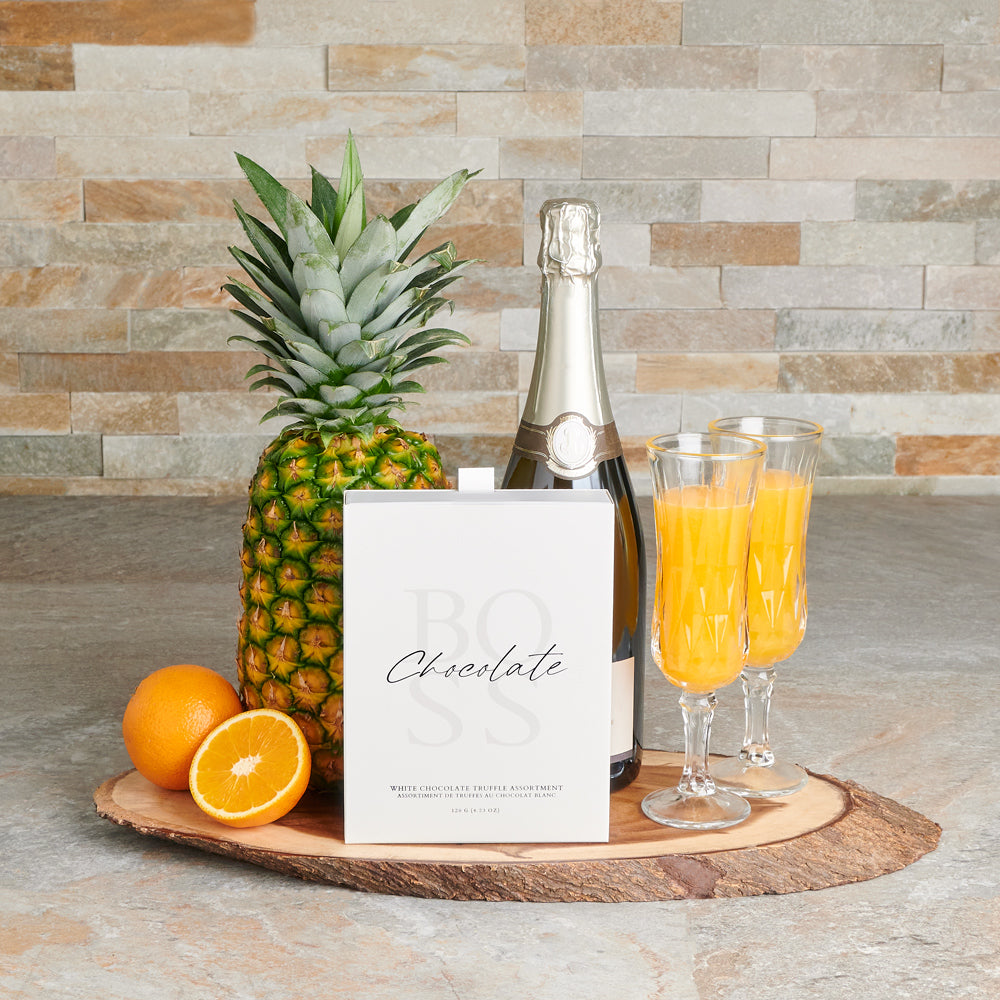 Tropical Toast Champagne Gift Set, gourmet gift, gourmet, fruit gift, fruit, champagne gift, champagne, sparkling wine, sparkling wine gift