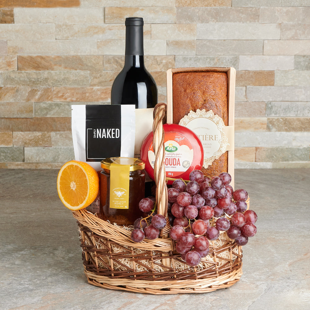 Nutritious Fruit &amp; Wine Picnic Basket, wine gift, wine, gourmet gift, gourmet, fruit gift, fruit