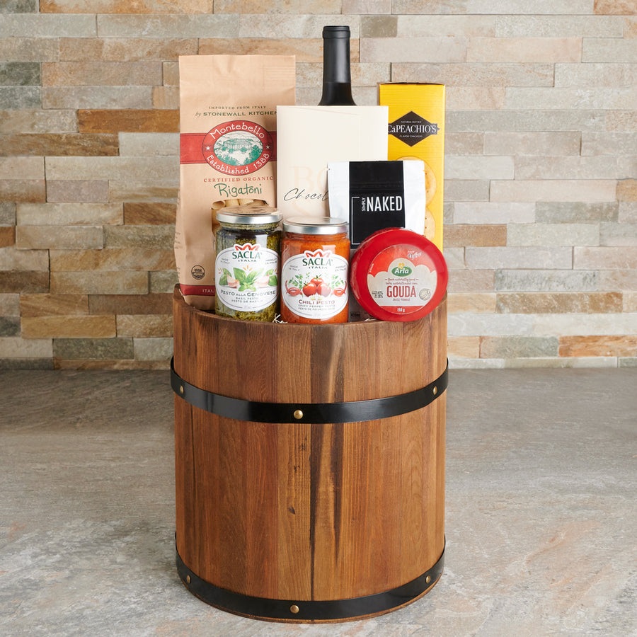 Tuscany Wine Barrel, gourmet gift, gourmet, wine gift, wine, pasta gift, pasta 