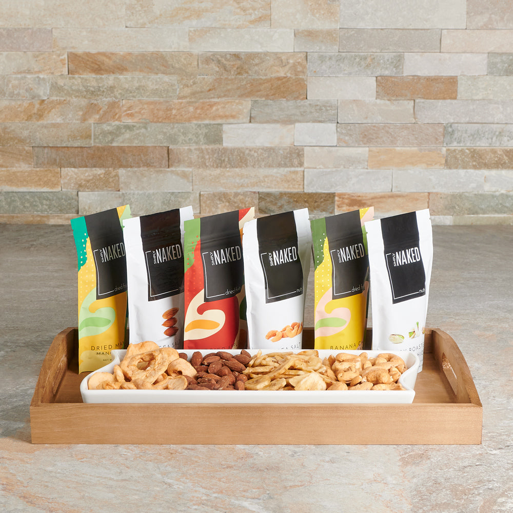 Sensational Fruit & Nut Snack Tray, gourmet gift, gourmet, dried fruit gift, dried fruit, fruit & nuts gift, fruit & nuts